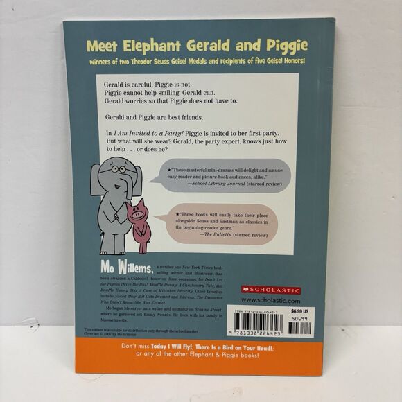 Mo Willems I Am Invited To A Party! Book Elephant Gerald and Piggie NEW - Picture 2 of 2